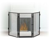 Relaxdays Metal Fireplace Screen, 5-Panel Safety Barrier, Spark Guard for Babies and Pets, Steel, Black 10022308_0_GB 4052025223083