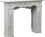 W130xDP29,5xH98 cm sized wood made antiqued grey finish fireplace frame L6377 3000005167903