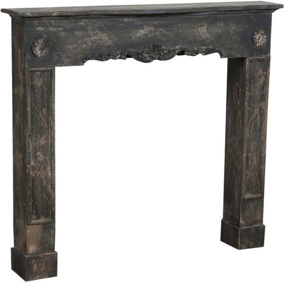 Biscottini - Wood made antiqued finish W114xDP20xH102 cm sized fireplace frame L5482 3000005133229