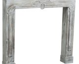 Wood made antiqued white finish W104xDP17xH99 cm sized fireplace frame L7673 3000005473165