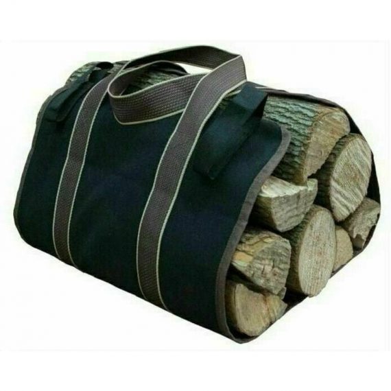 36×16cm Canvas Log Bag Fireplace Heating Bag Waterproof Outdoor Wood Carrier Firewood Storage with Non-Slip Strong Handles Straps Log Holder black PYP-5625 7374735511722