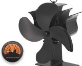 4 Blade Stove Fan 2021 Heat Fan with Magnetic Thermometer, Heat Powered Silent Operation Ecological and Efficient For Wood Stove/Fireplace ZWP-1137