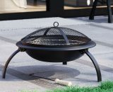 Round Steel Fire Pit bbq Grill Patio Garden Bowl Outdoor Camping Heater Log Burner 333424 5056512955555