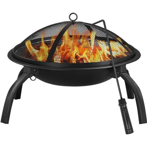 Fire Pit, 3 in 1 Iron Fire Bowl Patio Heater for Bonfire Camping/BBQ - black - Yaheetech 591973 Black 646253939102
