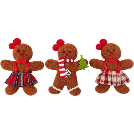 3 Matching Living Gingerbread Man Pendants, Gingerbread Doll Pendants, Festive Christmas Decorations, Fireplace, Christmas Tree (Female Models) RBD015824lc 9784267161605