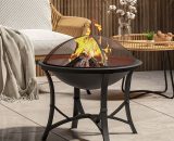 Livingandhome - Outdoor Round Iron Fire Pit Garden bbq Grill Brazier with Delicate shape CX0191 747492488526