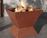 Livingandhome - Modern Square Steel Outdoor Fire Pit Wood Burning Fire Bowl, Rusty CX0325 747492488854