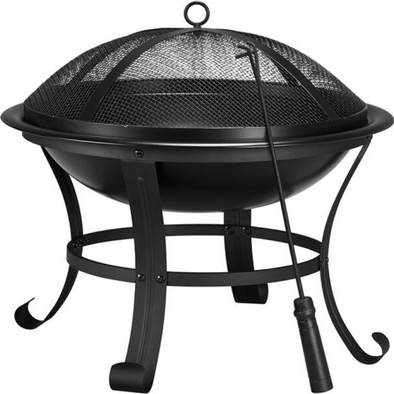 22in Outdoor Fire Pit Round Steel Fire Bowl,Black - matt black - Yaheetech 591945 646253778800