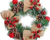 Christmas Wreath Door with Pine Cones and Berries Christmas Wreath for Outdoor and Indoor Decoration Fir Fireplace Holder-30cm Mano-ZQUK-4850 6273996173346