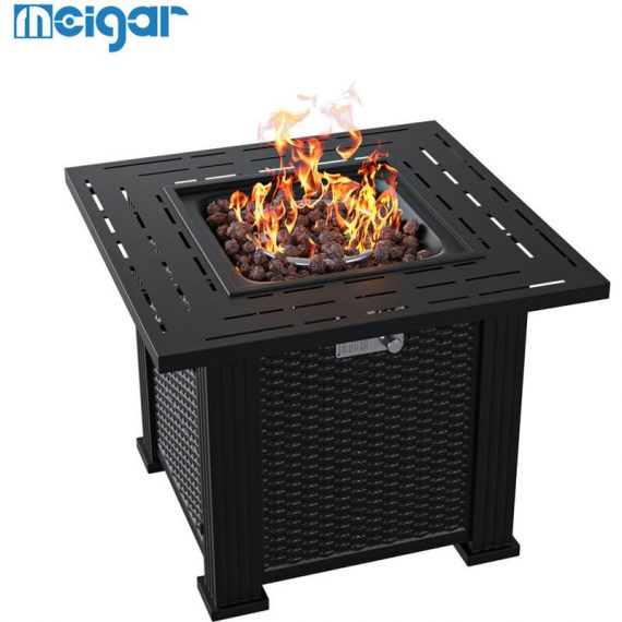 Insma - Square Gas Firepit Patio Heater Garden Burner Fireplace w/ Lava Rock & Cover SKUH65855 9394816753863