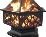 Outdoor Fire Pit Patio Heater for BBQ/Camping Bonfire, Iron Fire Bowl for Garden/Backyard/Poolside - black - Yaheetech 591818 Black 646253939096