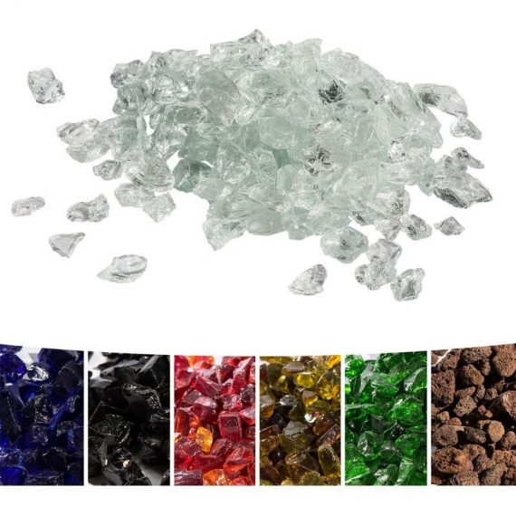 4 Kg Lava Rocks for Gas Fire Pit, Tempered Fire Glass, Safe for Outdoor Garden Gas Fire Pits, Clear - Clear - Teamson Home PT-FG0001 810083331010
