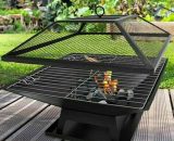 AKA - square fire pit bbq grill heater outdoor garden firepit brazier patio outside PF-HP-04 5065011674119