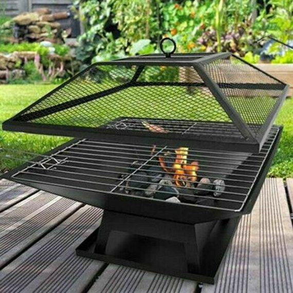 AKA - square fire pit bbq grill heater outdoor garden firepit brazier patio outside PF-HP-04 5065011674119