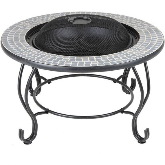 Trueshopping - 4 in 1 Round Table Fire Pit bbq Grill Ice Cooler Garden Patio Heater Log Burner - Black 5059742059833 5059742059833
