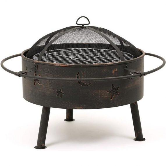 Outdoor Burner Brazier Fire Pit Bowl with Barbeque Grill - Garden Patio Heater - Black 5053360803427 5053360803427
