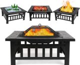 Gizcam - Outdoor Fire Pit bbq Firepit Brazier Garden Square Table Stove Patio Heater 81cm 642380956081 642380956081
