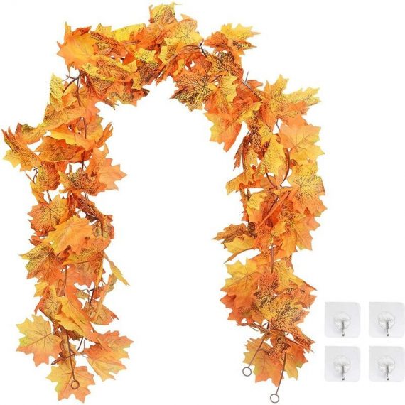 Bette Set of 2 Artificial Autumn Leaves Garland, Hanging Maple Leaves for Thanksgiving, Party, Christmas, Fireplace, Indoor or Outdoor LOW018556 9408568007690