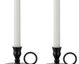 Black Metal Candle Holder - Set of 2 Decorative Taper Candle Holders for Fireplace, Centerpiece Christmas Advent Halloween Home Decorationc YBD024537WJY 9135650009651