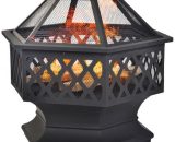 Fire Pit Outdoor Fire Pits 24in Hex Shaped Firepit Bowl with Spark Screen & Poker for Outside Patio Backyard Garden Picnic Bonfire Camping 9017008804333 9017008804333