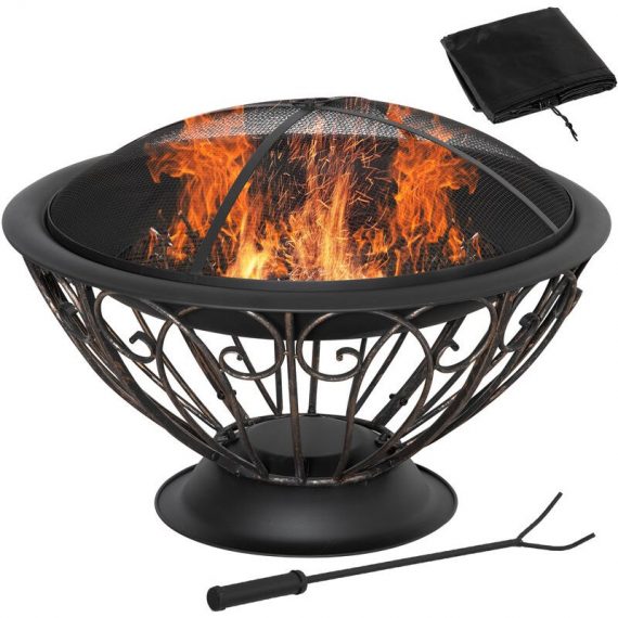 Outsunny Fire Pit Metal Fire Bowl Fireplace Patio Heater for Garden, Backyard - Bronze Tone 5056534569310 5056534569310