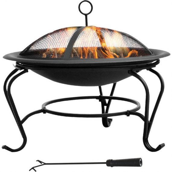 Outdoor Fire Pit Wood Log Burning Heater Garden Stove Patio Brazier - Black - Outsunny 5055974829954 5055974829954
