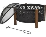 Outsunny - 78cm 2-In-1 Outdoor Fire Pit & Firewood bbq Garden Cooker Heater - Black 5056399122514 5056399122514