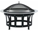 Topdeal - Outdoor Fire Pit with Grill Stainless Steel 76 cm FF46530_UK FF46530_UK 7890123112536
