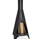 Patio Heater with Poker, Decorative Fire Pit, Garden Brazier, For Wood, h x d: 120 x 45 cm, Steel, Black - Relaxdays 10026552_0_GB 4052025265526