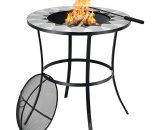 Outdoor Fire Pit, Round Moden Fire Table Brazier with Mesh Screen Lid and Fire Poker, Camping Garden Patio Heater/Ice Pit - Costway NP10388 615200204105