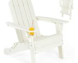Folding Adirondack Chair, Weather Resistant Patio Chair with Built-in Cup Holder, Outdoor Armchair Lounger for Fire Pit, Patio, Garden, Backyard NP10250WH 6085648796458