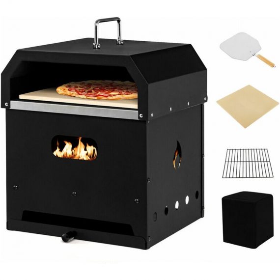 4-in-1 Outdoor Pizza Oven 2-Layer Detachable Grill Oven Fire Pit w/ Pizza Stone NP10734 6085648794850