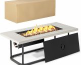 Costway - 16 kw Propane Fire Pit Table Rectangular Outdoor Gas Fire Pit Stainless Steel NP10587GB-GR 6085649706562