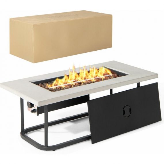 Costway - 16 kw Propane Fire Pit Table Rectangular Outdoor Gas Fire Pit Stainless Steel NP10587GB-GR 6085649706562