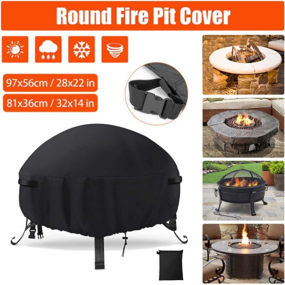 Fire Pit Cover 81*81*36cm Waterproof Windproof Anti-UV Patio Firepit Furniture Cover SSCP6946907 9394816907174