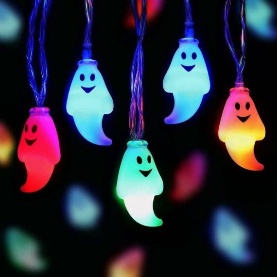 30 led Halloween String Lights, Battery Operated Ghost Colorful Indoor Halloween String Lights for Outdoor Party Porch Fireplace Halloween Dec BAY-41884 6286528751530