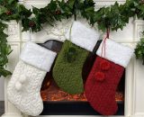 3 pieces of knitted Christmas stocking, personalized hanging Christmas stockings, suitable for trees, fireplaces, display cases, candy bags, to hang RBD016129lc 9784267164651