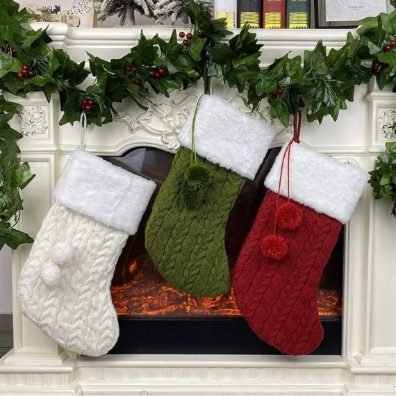 3 pieces of knitted Christmas stocking, personalized hanging Christmas stockings, suitable for trees, fireplaces, display cases, candy bags, to hang RBD016129lc 9784267164651