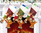 3 Pieces Christmas Gift Bags, Christmas Stocking Hanging with Santa Claus Reindeer Snowman Christmas Decoration Fireplace Tree Candy Bag RBD016110lc 9784267164460