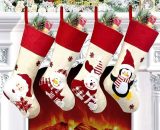 4 Piece Fireplace Display Case Candy Bag Christmas Gift Bag, Cartoon Christmas Snowman Santa Claus, Christmas Decorations RBD016107lc 9784267164439