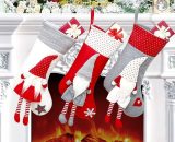 Gift - 3 Large Classic Christmas Hanging Socks, Cartoon Beard Santa Socks, Christmas Fireplace Bag Showcase Candy Bag RBD016114lc 9784267164507