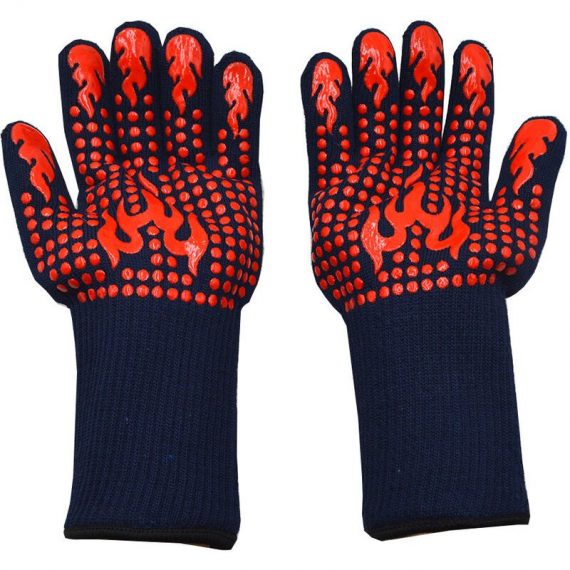 Bbq Gloves Oven Gloves Heat Resistant Gloves up to 1472 ° f / 800 ° c Oven Gloves Pizza Oven and Outdoor Fireplace Accessories (Dot Flame, Red) PERGB008557 9116691539185