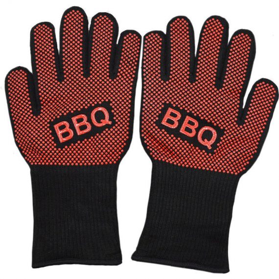 Bbq Gloves Oven Gloves Heat Resistant Gloves up to 1472 ° f / 800 ° c Oven Gloves Pizza Oven and Outdoor Fireplace Accessories (Polka Dot, Red) PERGB008555 9116691539161