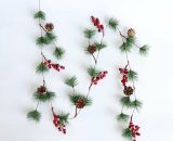 180cm Artificial Christmas Pine Wreath with Red Berries Snowy Pine Needle Pine Cones Spruce Leaves Winter Garland for Christmas Fireplace Stairs YBD017867HHY 9349843222479