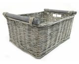 Kitchen Log Fireplace Wicker Storage Basket With Handles Xmas Empty Hamper Basket [Grey,Medium 38x30x18cm] 117849567_634558983089097092-095 6083257913334