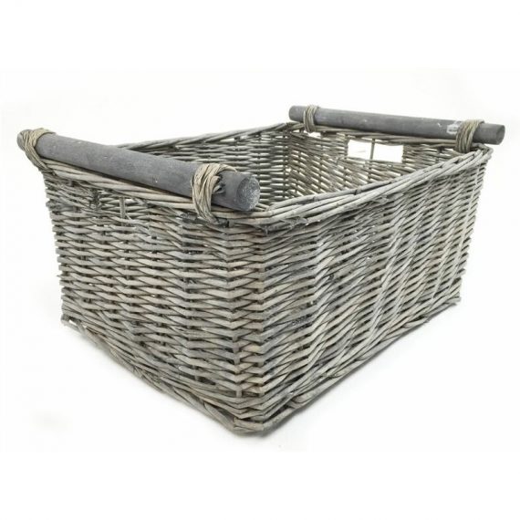 Kitchen Log Fireplace Wicker Storage Basket With Handles Xmas Empty Hamper Basket [Grey,Large 45x35x20cm] 117849567_634558983089097092-096 6083255510153