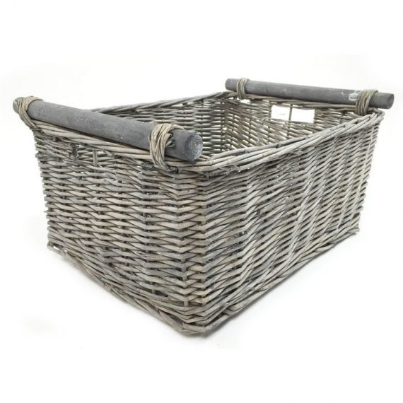Kitchen Log Fireplace Wicker Storage Basket With Handles Xmas Empty Hamper Basket [Grey, Small 31x25x16cm] 117849567_634558983089097092-094 6083258609489