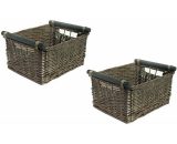 Set of 2 Kitchen Log Fireplace Wicker Storage Basket With Handles Xmas Empty Hamper Basket [Oak,Set of 2 Extra Large 51x41x22cm] 117849567_634558983089097092-041 6083254315063
