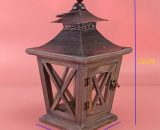 Christmas Wooden Lantern for Candles: Indoor Distressed Candle Lanterns, Metal and Glass Candle Holders for Halloween Living Room Fireplace Y0059-UK2-K0075-221130-010 7426050465126
