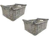 Set of 2 Kitchen Log Fireplace Wicker Storage Basket With Handles Xmas Empty Hamper Basket [Grey,Set of 2 Medium 38x30x18cm] 117849567_634558983089097092-099 6083258416827